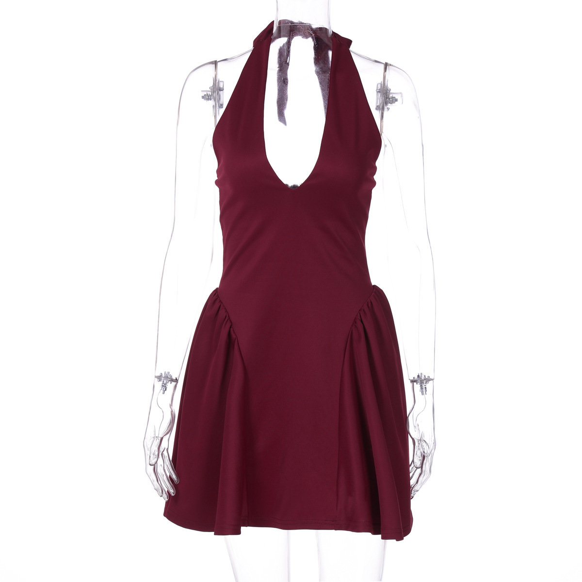 Deep V Neck Halter Dress with a Slim Flattering Fit for Fuller Busts