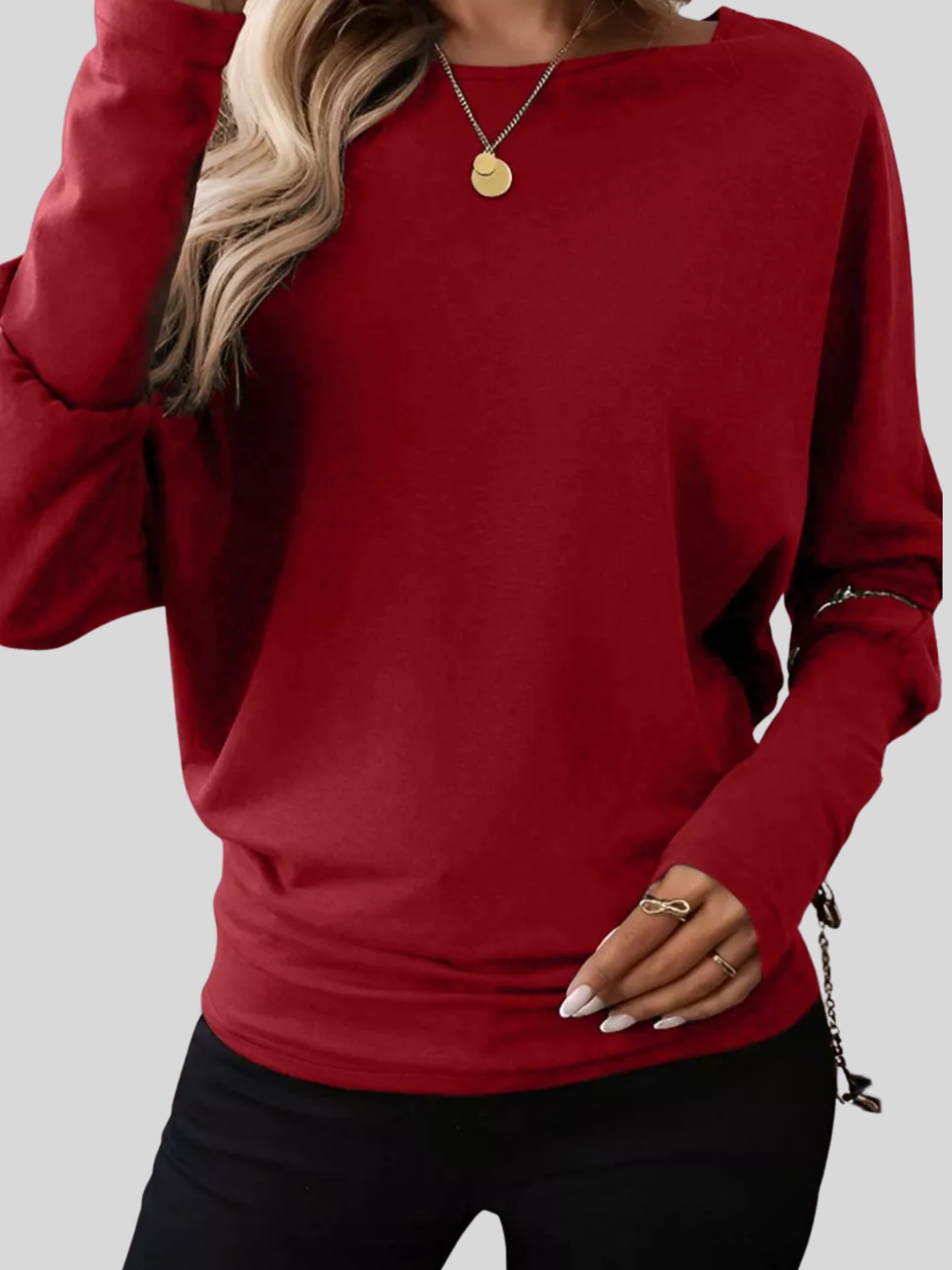 Solid Color Long Sleeve Blouse