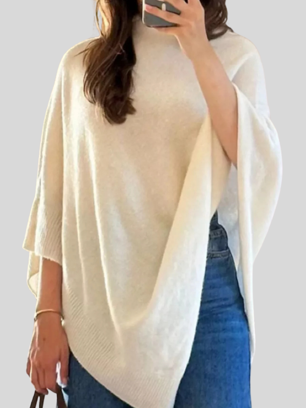 Turtleneck Loose Knit Sweater Poncho