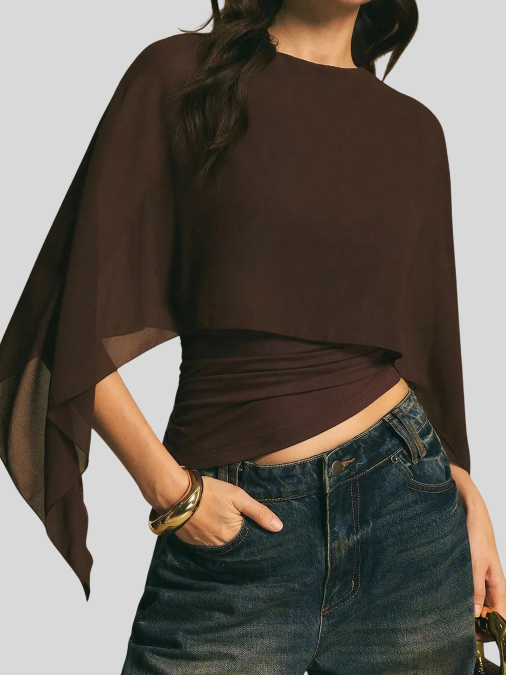 Cape Sleeve Chiffon Top