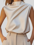 Elegant Sleeveless Button-Detail Blouse