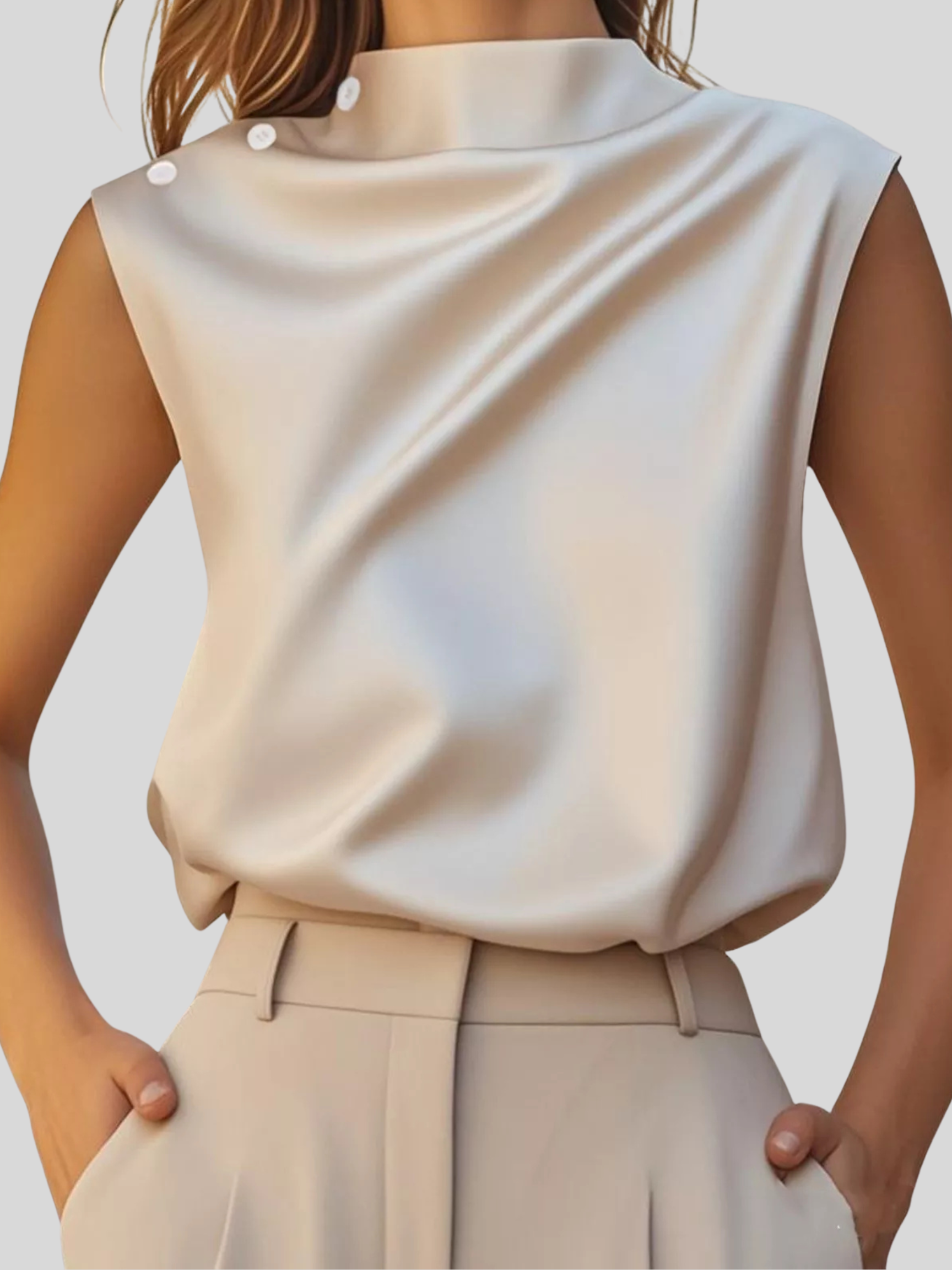 Elegant Sleeveless Button-Detail Blouse