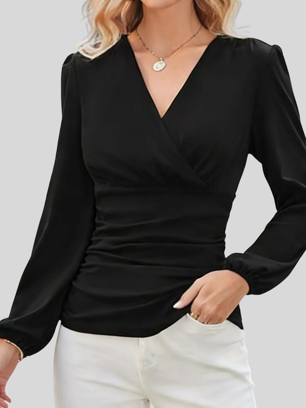 Long Sleeve Ruched Blouse