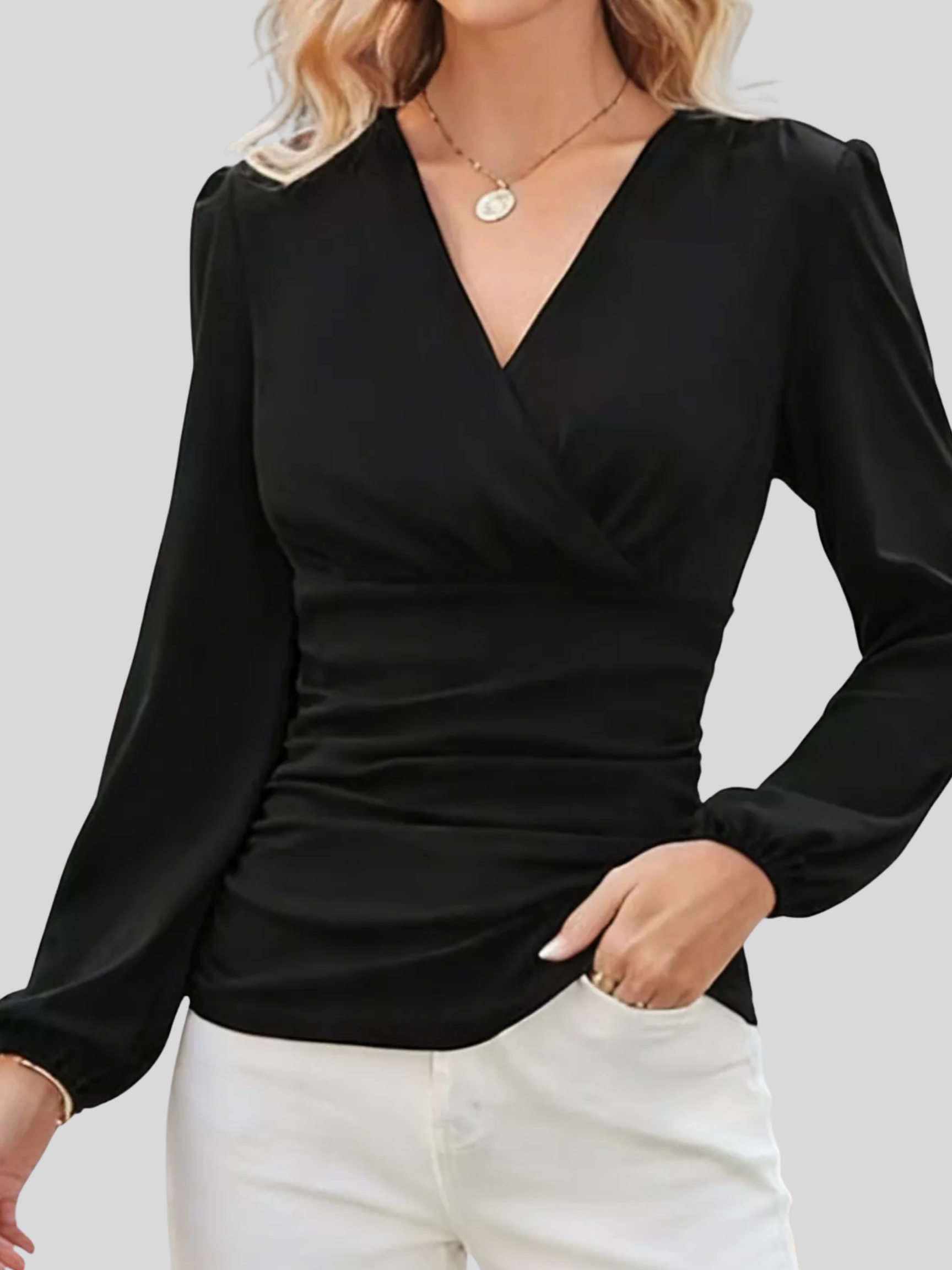 Long Sleeve Ruched Blouse